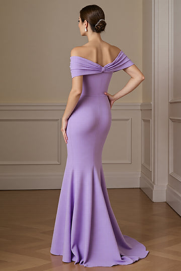 Lilac Mermaid Off the Shoulder Mother of the Bride Dress